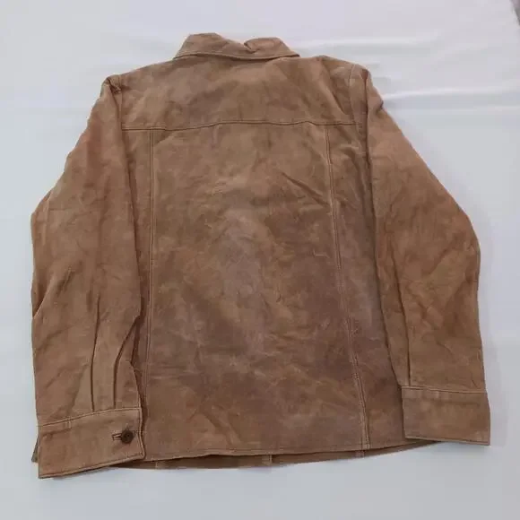 Alfani Petite Women's Brown Full Button Leather Jacket Pockets Size P - Picture 2 of 16